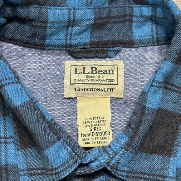 L.L. Bean Men's BeanFlex All-Season Flannel Shirt - Blue/Black - Picture 3 of 6
